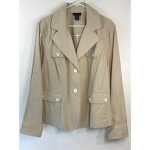 Rafaella Women Jacket Blazer Dobby Stripe Cream Cotton Two Buttons Size 20W